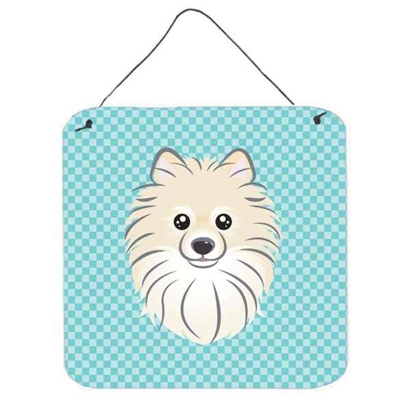 Micasa Checkerboard Blue Pomeranian Aluminum Metal Wall Or Door Hanging Prints6 x 6 In. MI250535